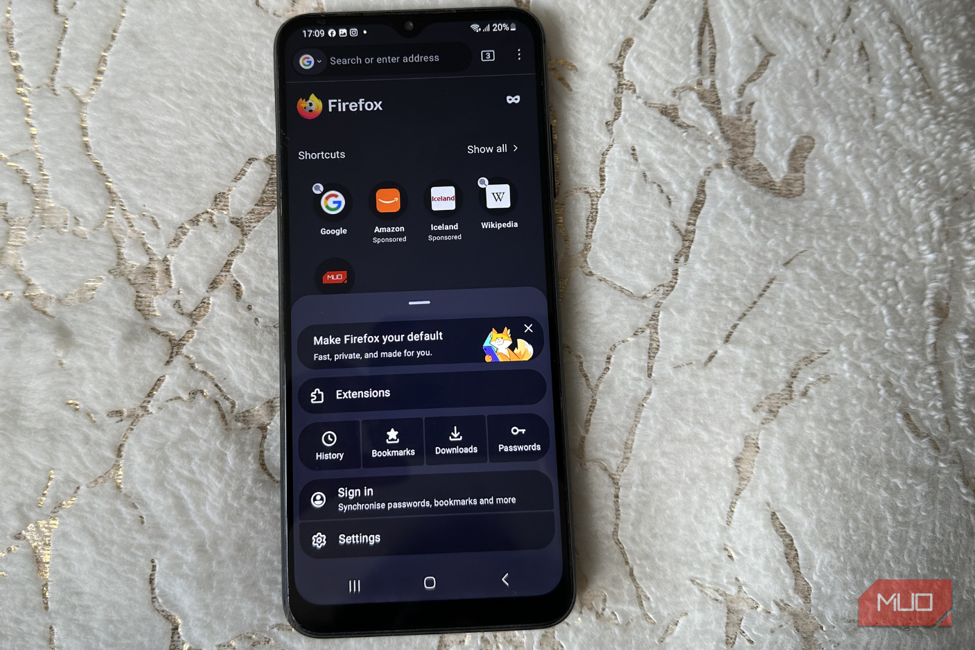 Mobile Firefox interface