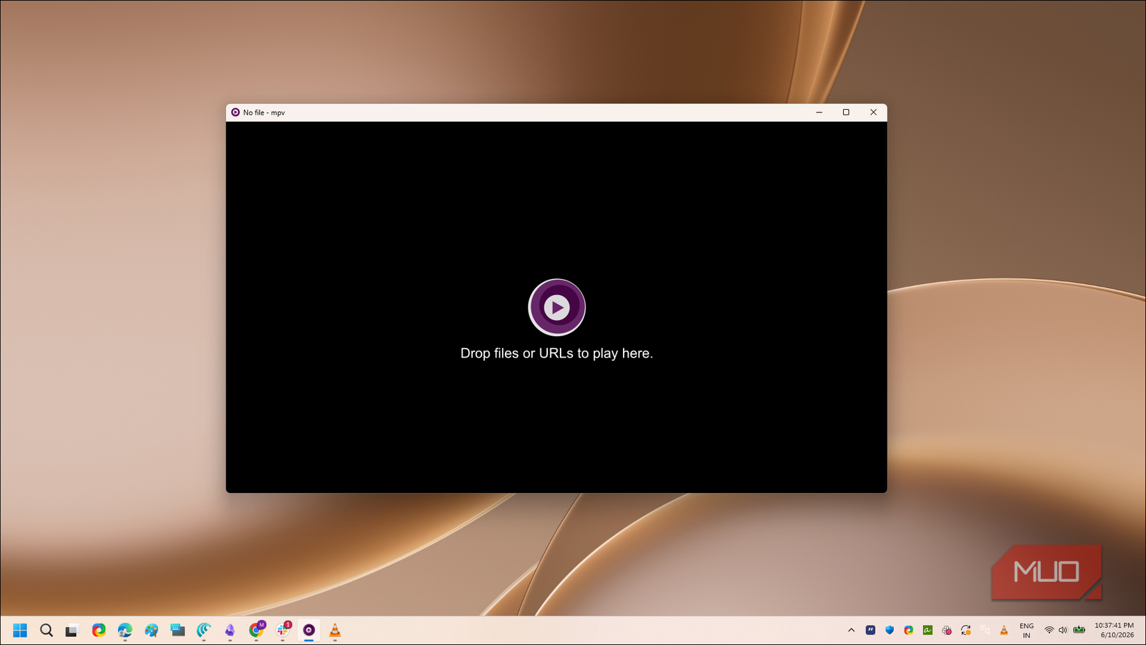 mpv player app open in Windows 11