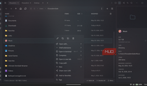 Music folder context menu