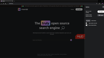 MWMBL search engine with settings tabs open