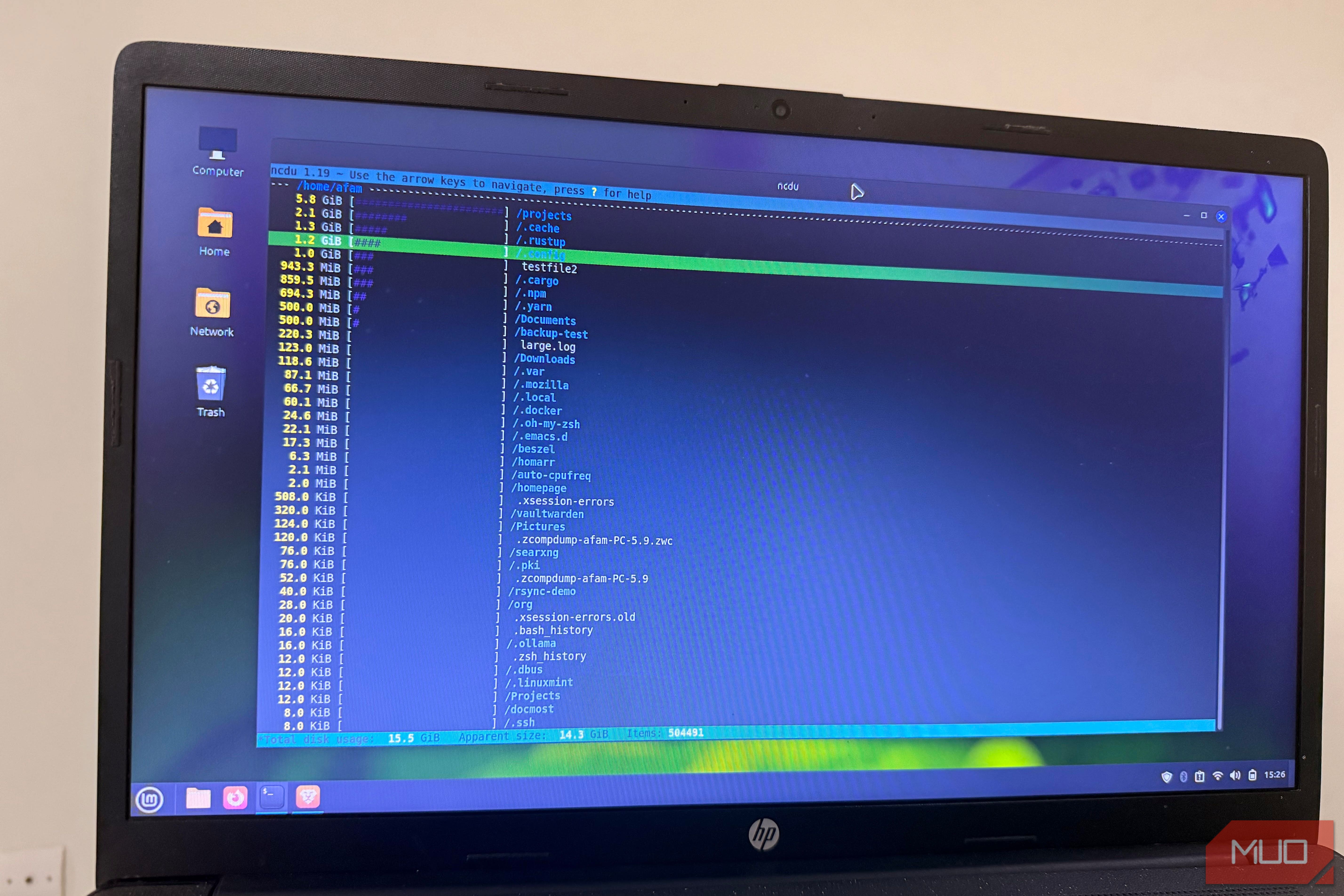 ncdu on Linux Mint