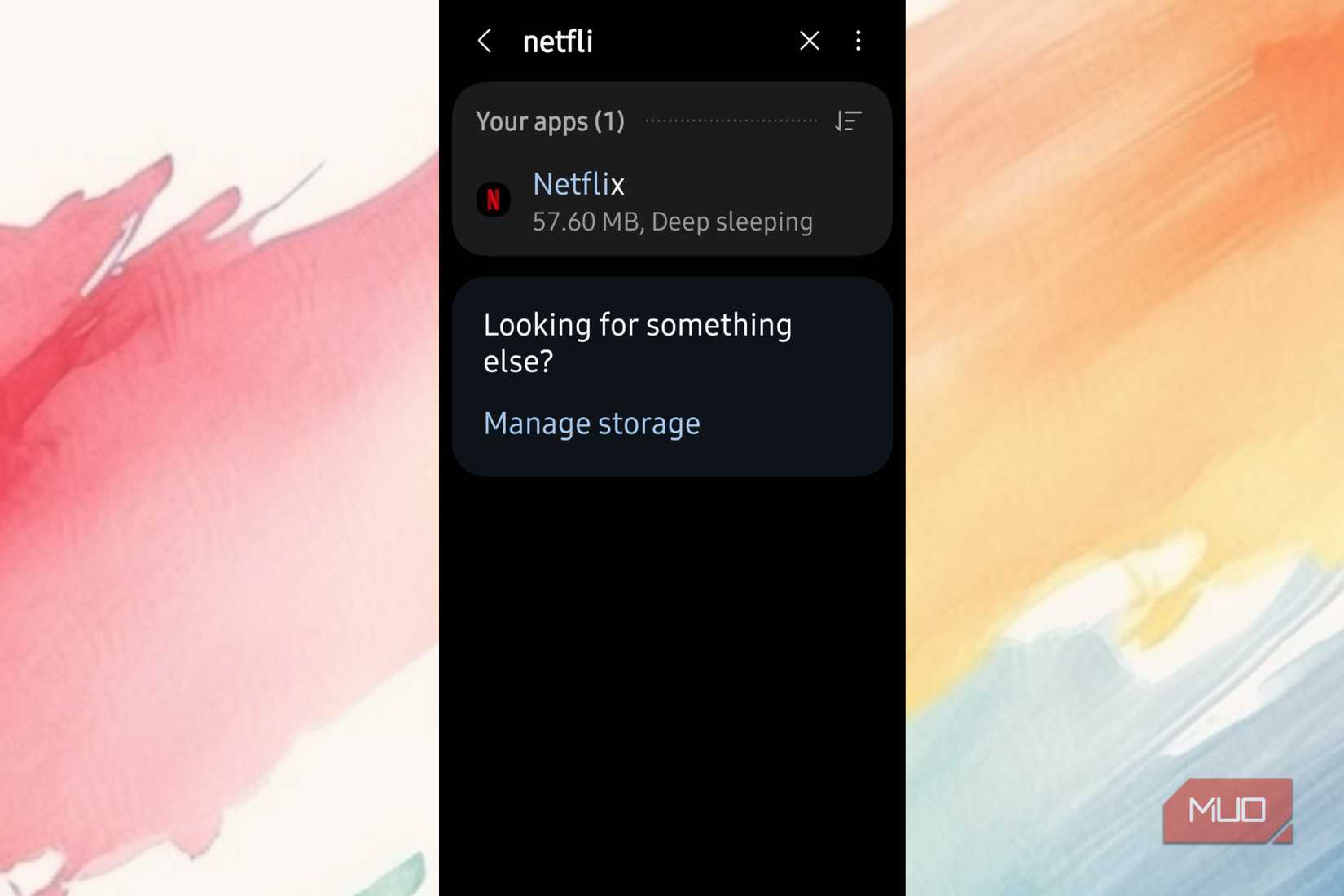 Netflix app in search of apps on Android