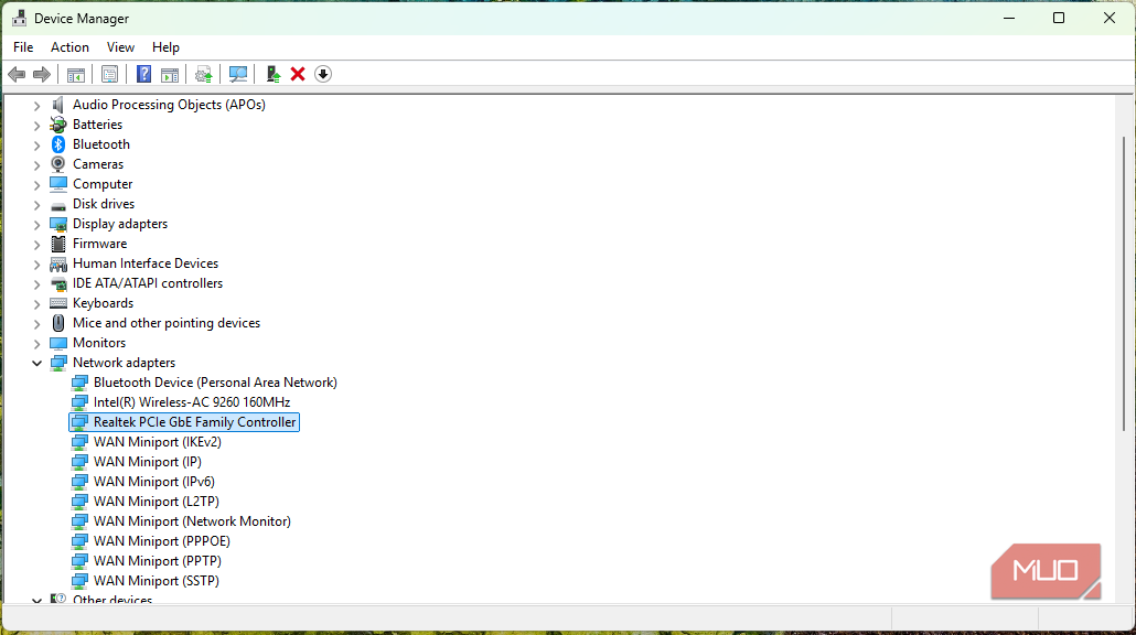 Network Adapters in Device Manager