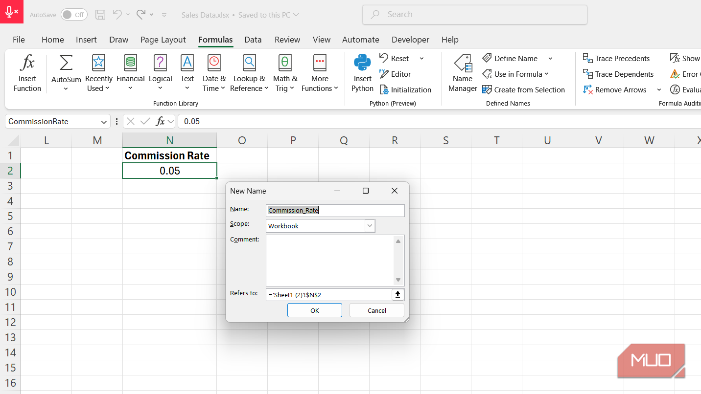 You can name cells in Excel, and formulas get much easier after that