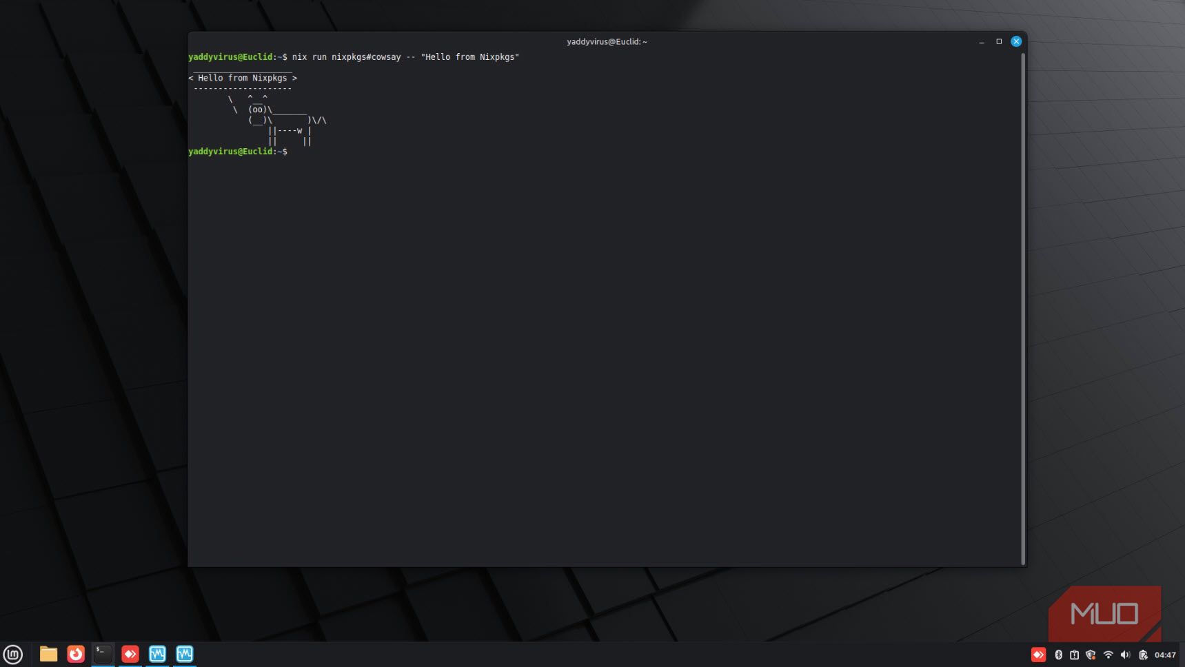 Nix package manager running an app without installing.