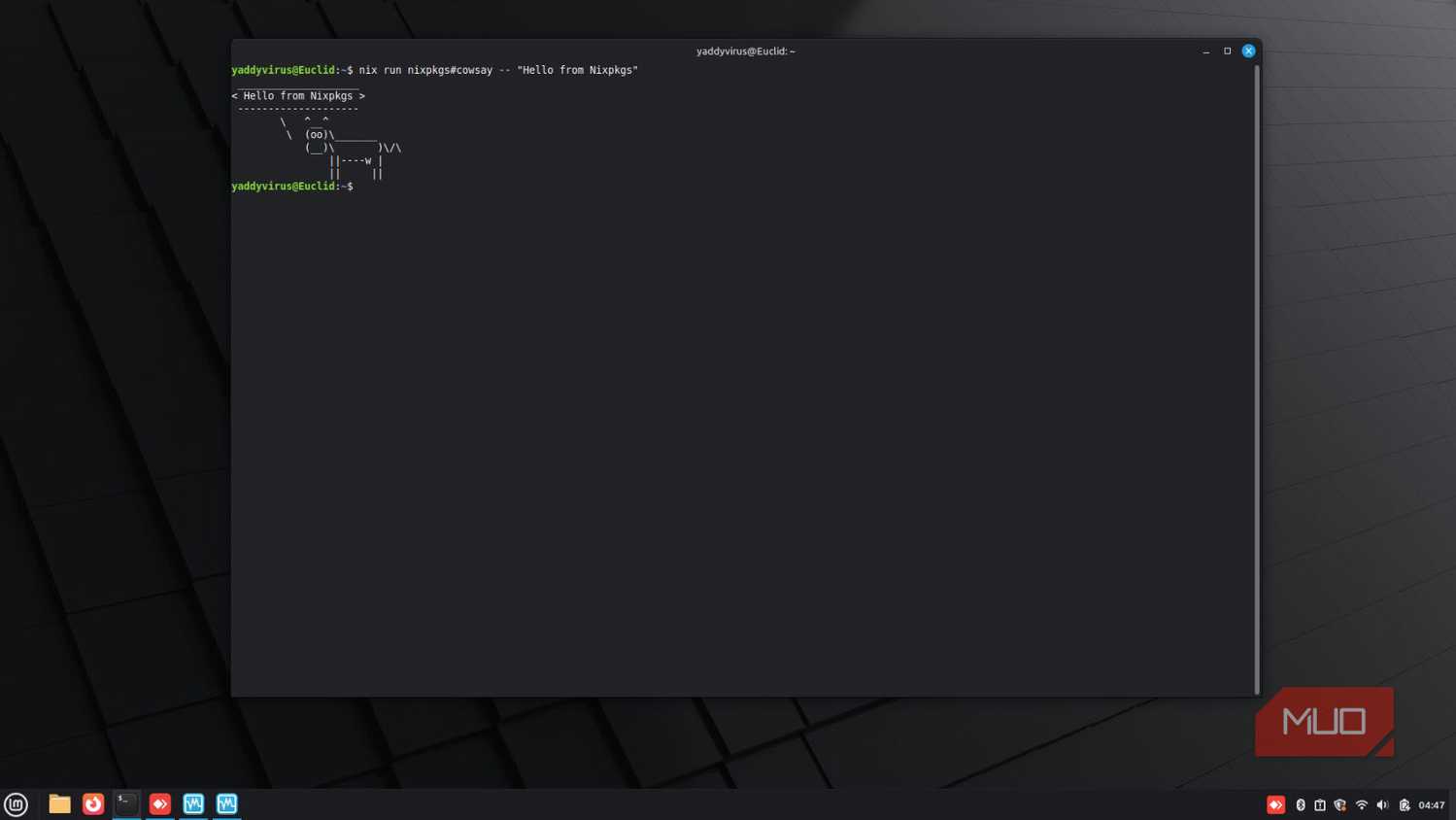 Nix package manager running an app without installing.