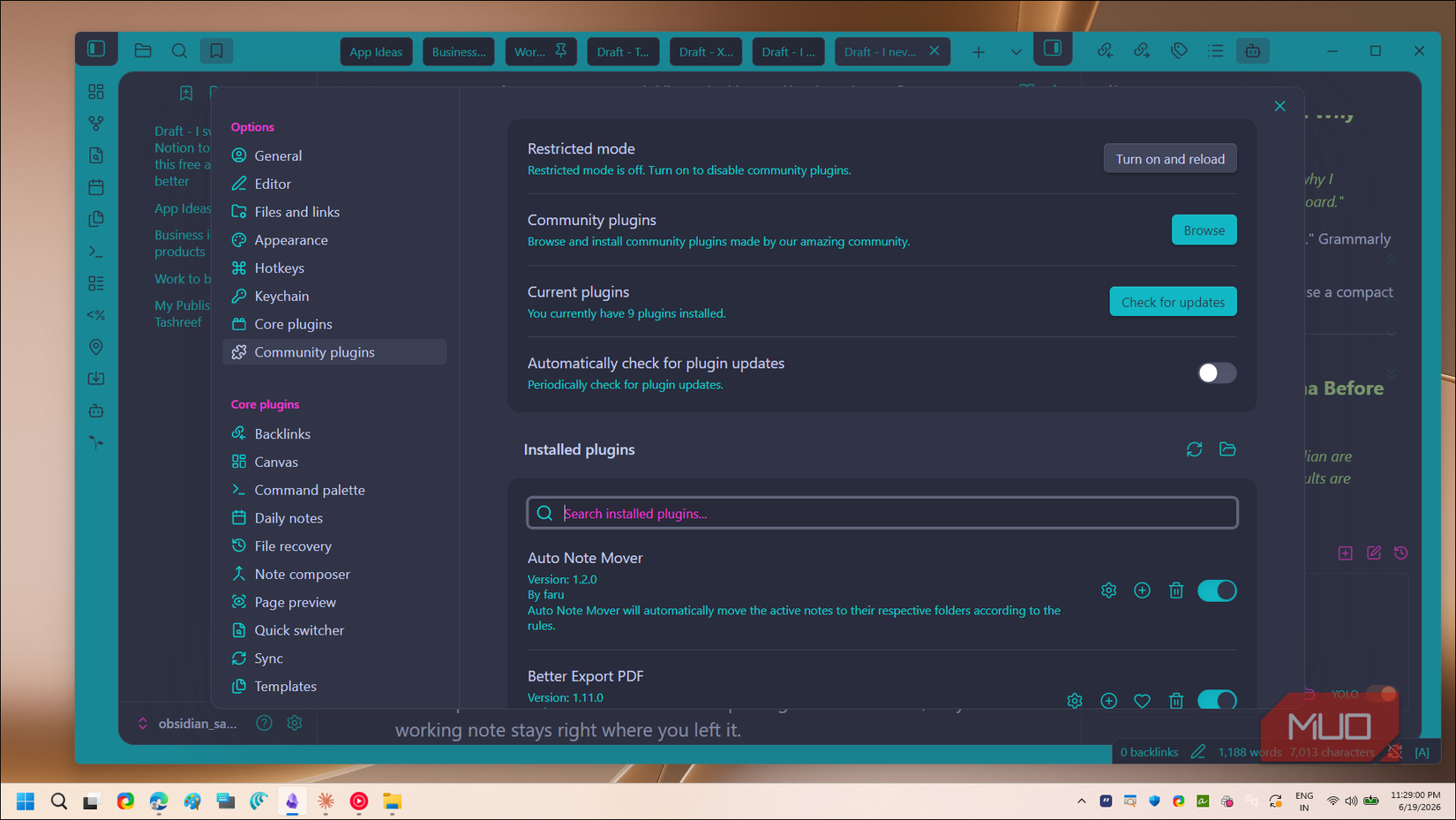 Obsidian community plugins list