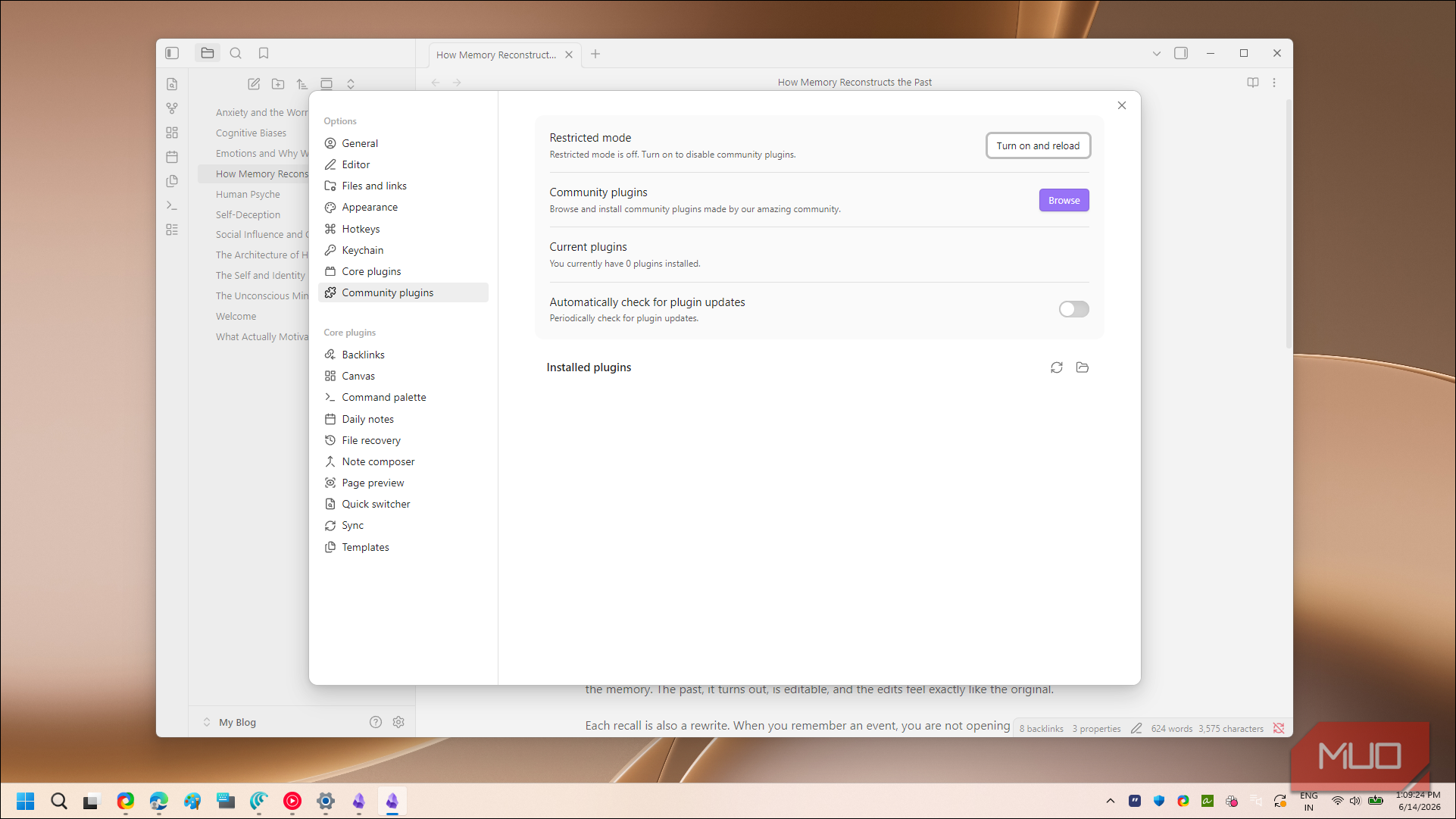 Obsidian Community Plugins Settings