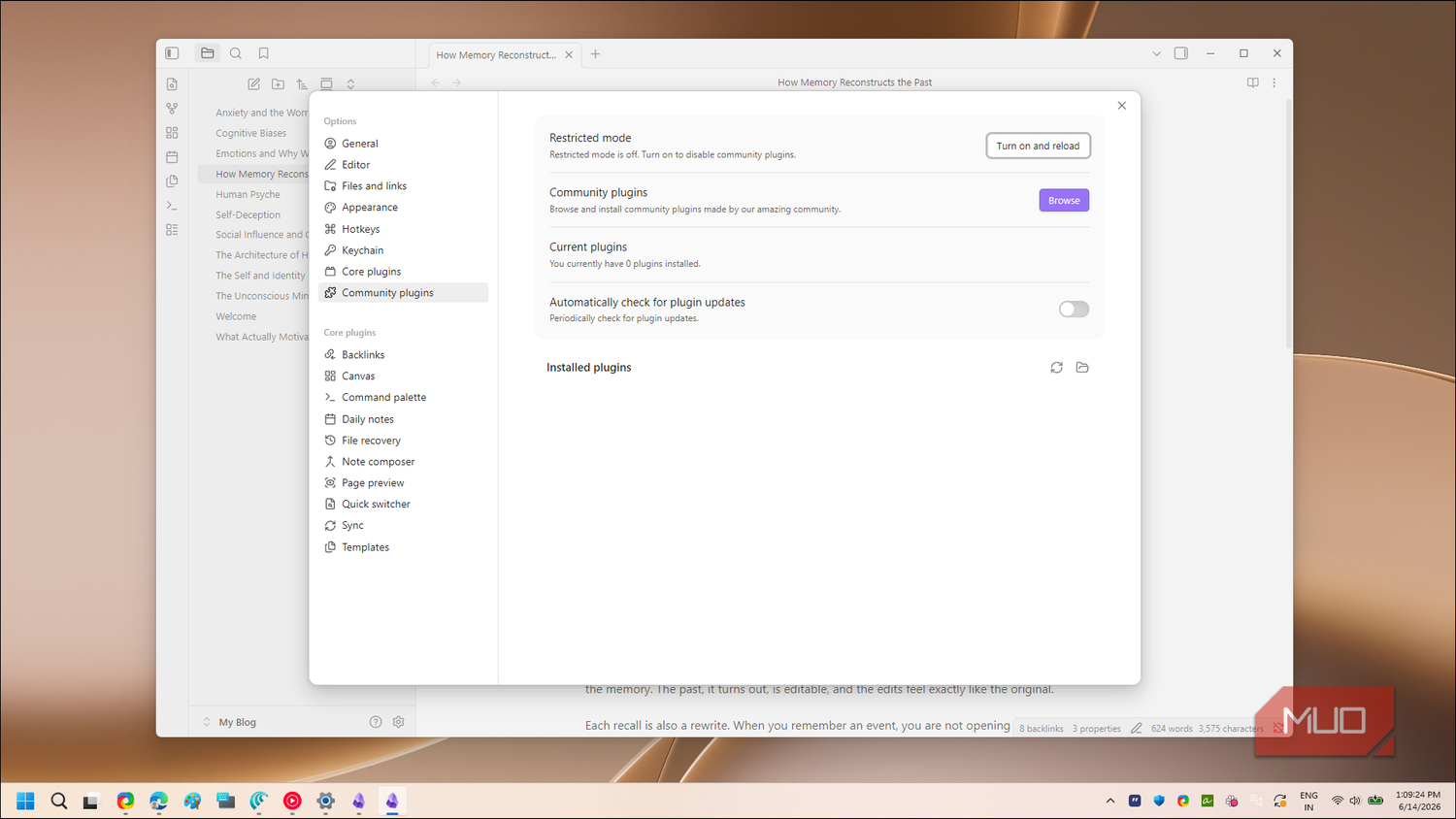 Obsidian Community Plugins Settings