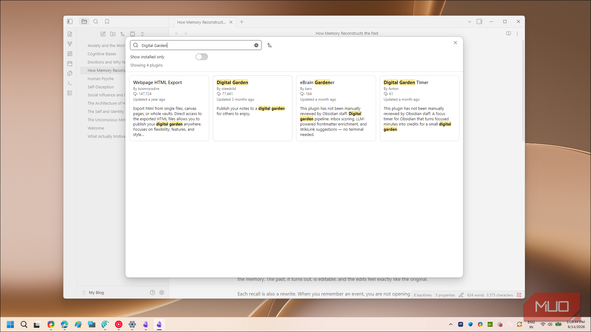 Obsidian Digital Garden Plugin Search Results