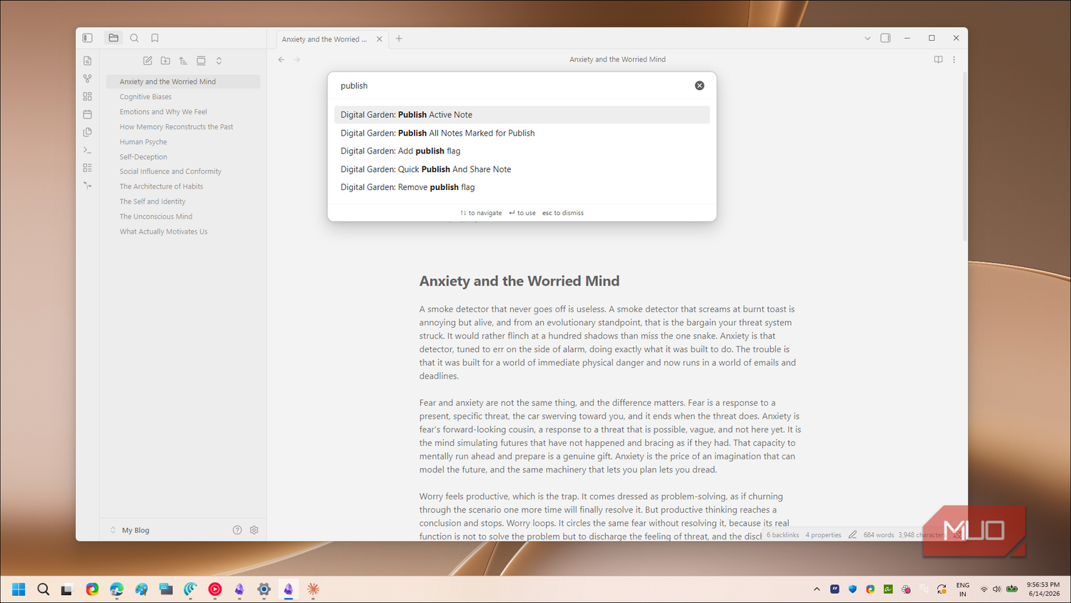 Obsidian Note Anxiety Publish Command Dropdown