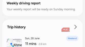 One UI 9 Driving report menu on Samsung phone
