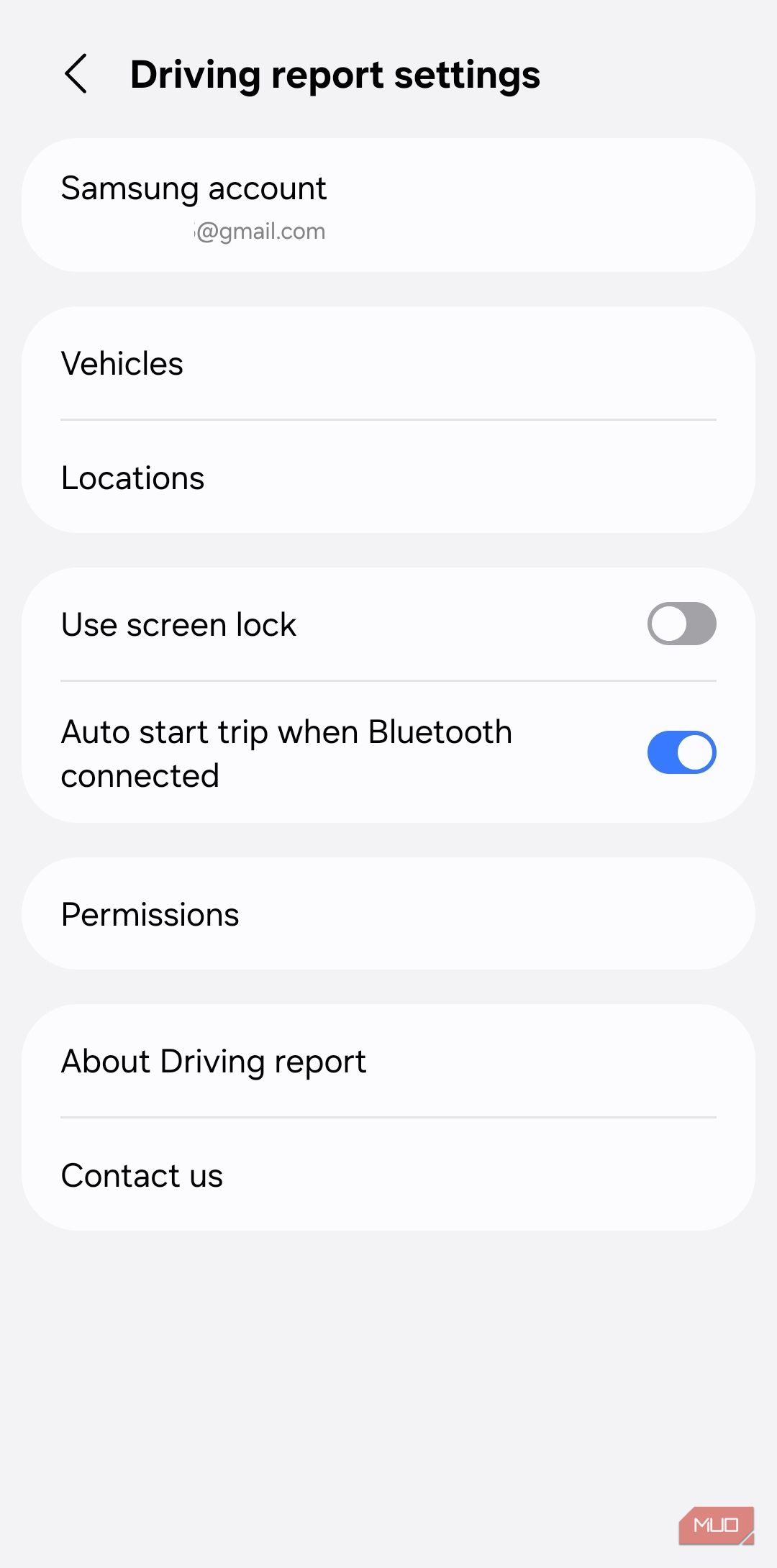 One UI 9 Driving report settings menu on Samsung phone