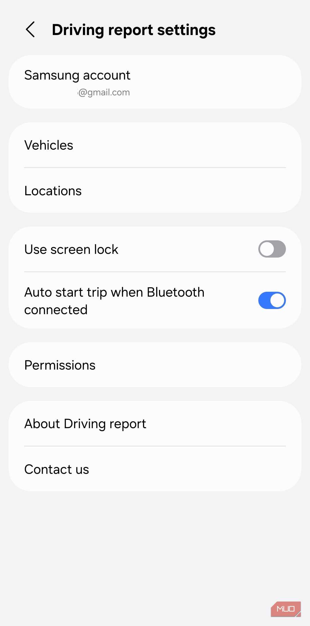 One UI 9 Driving report settings menu on Samsung phone
