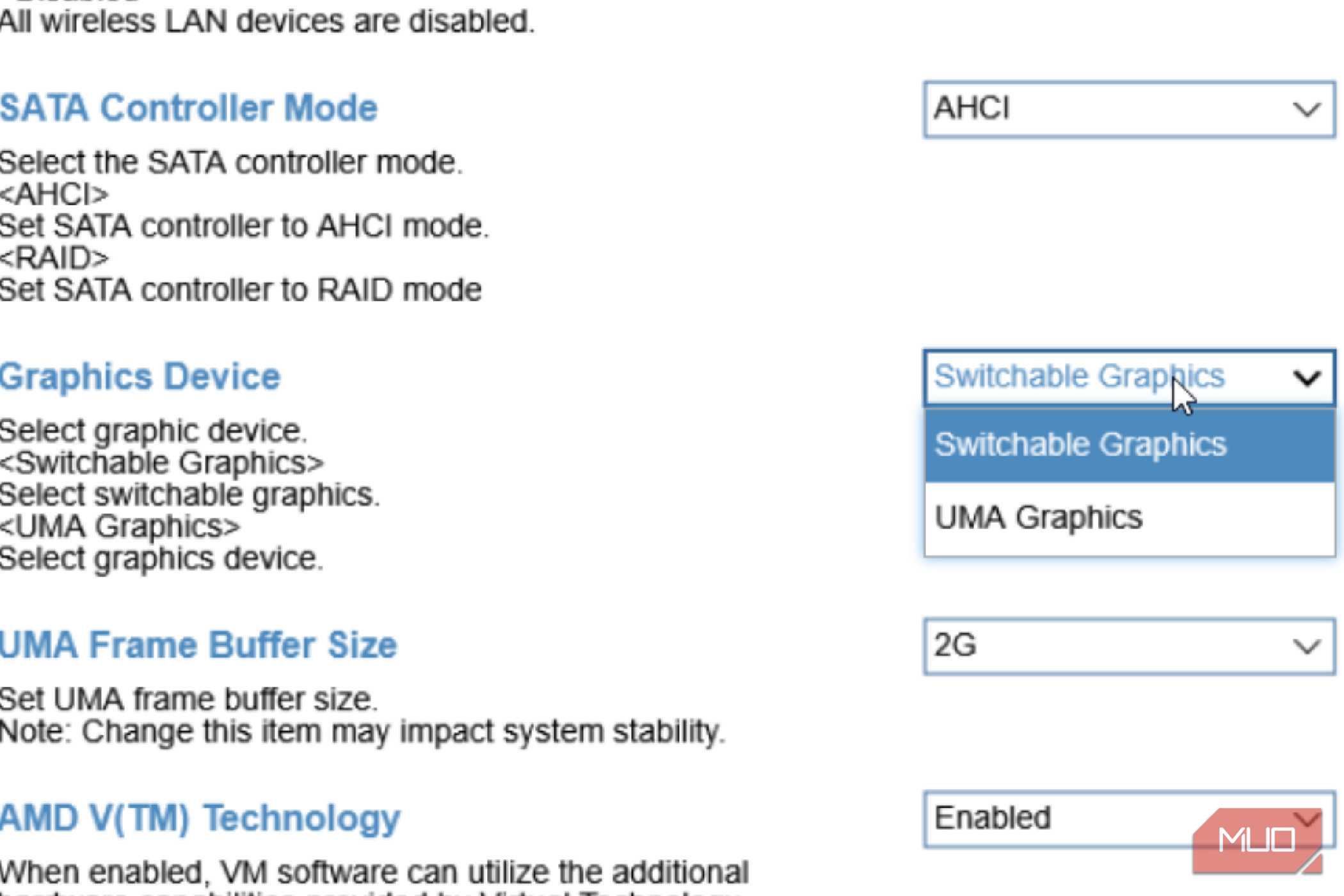 Opening Graphics device in Bootable Menu.