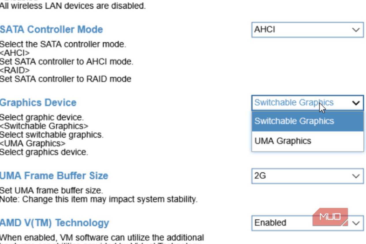 Opening Graphics device in Bootable Menu.