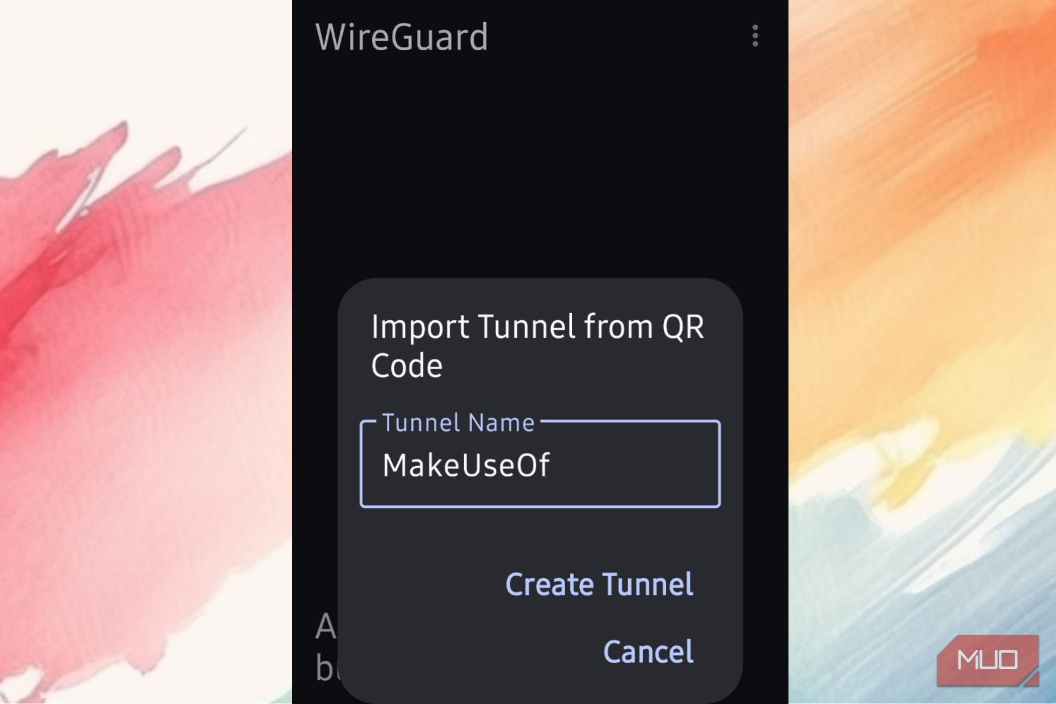 Opening up a new tunnel from QR code on mobile for WireGuard