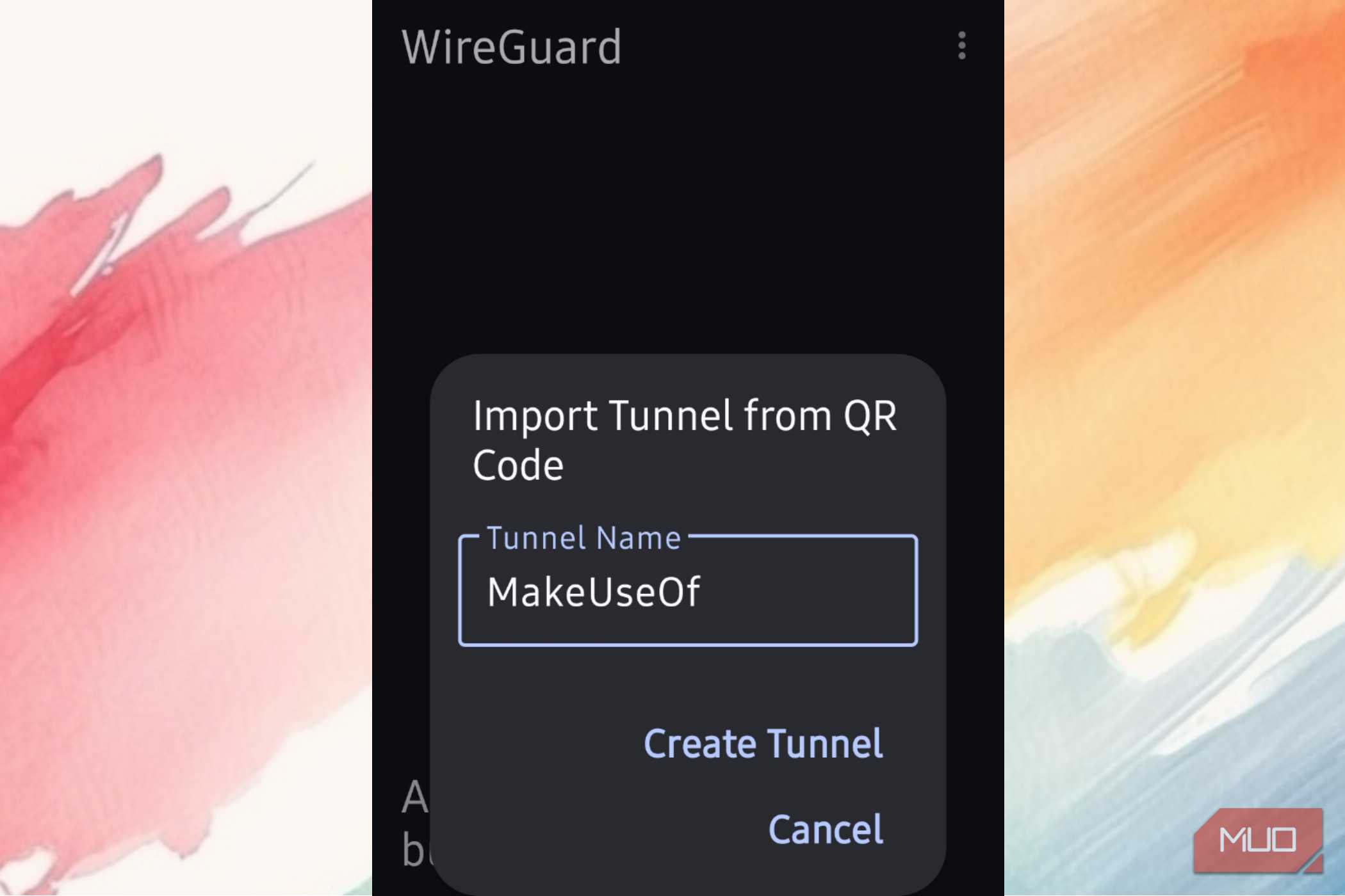 Opening up a new tunnel from QR code on mobile for WireGuard