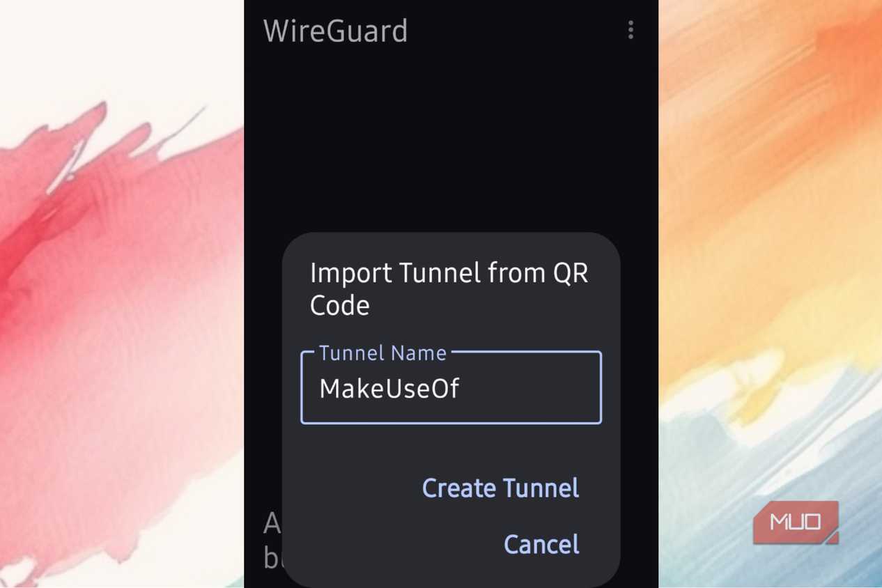 Opening up a new tunnel from QR code on mobile for WireGuard