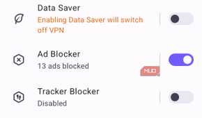 Opera browser settings with ad blocker enabled