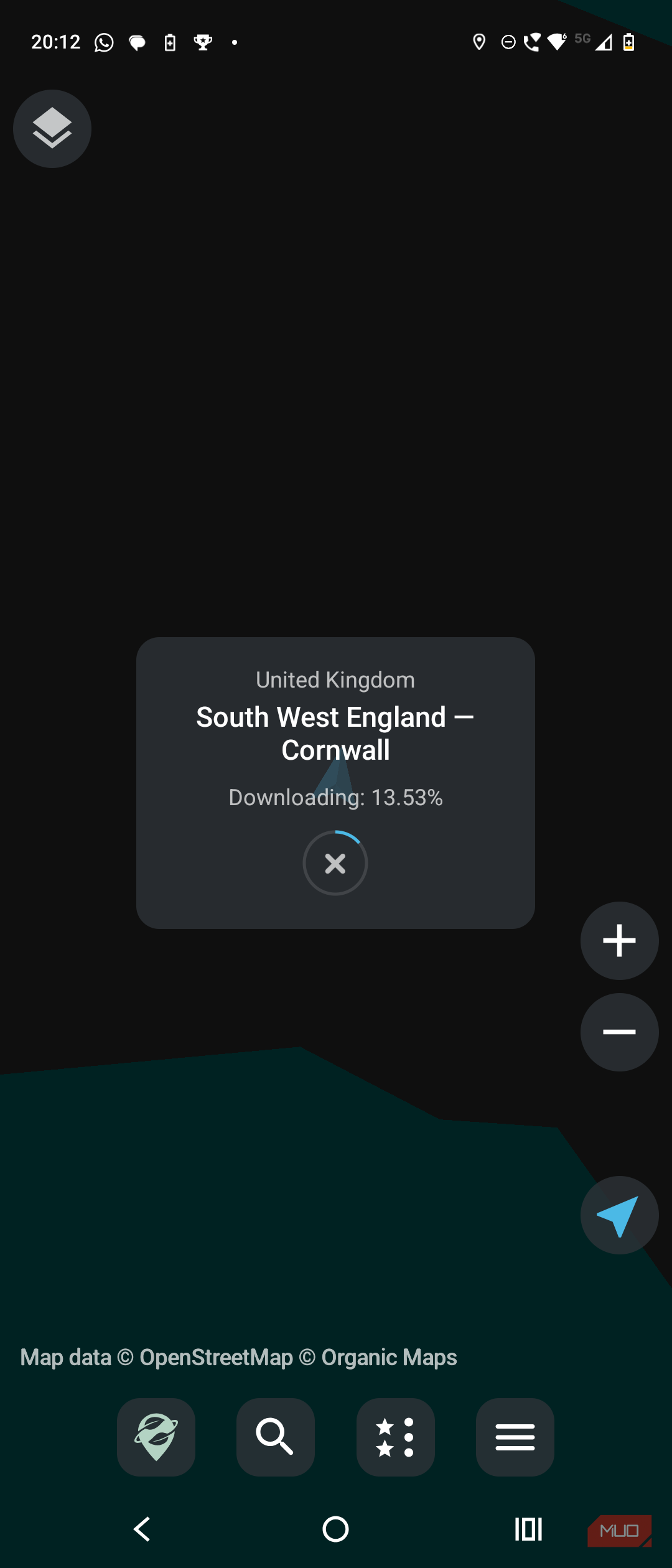 organic maps downloading region