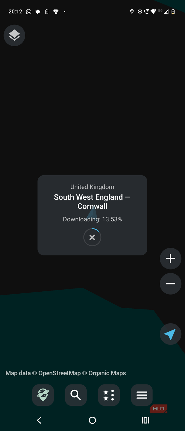 organic maps downloading region