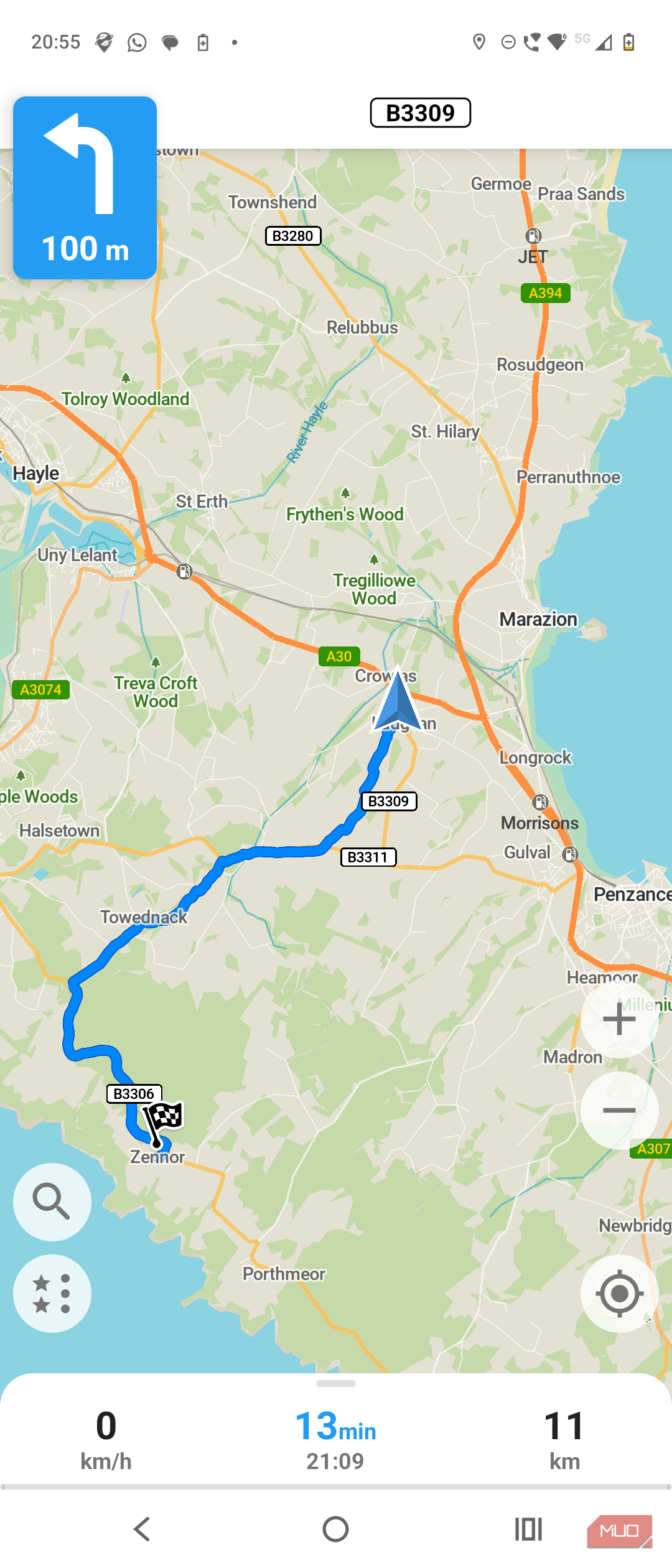 organic maps navigation with turning