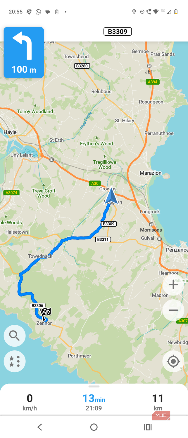 organic maps navigation with turning