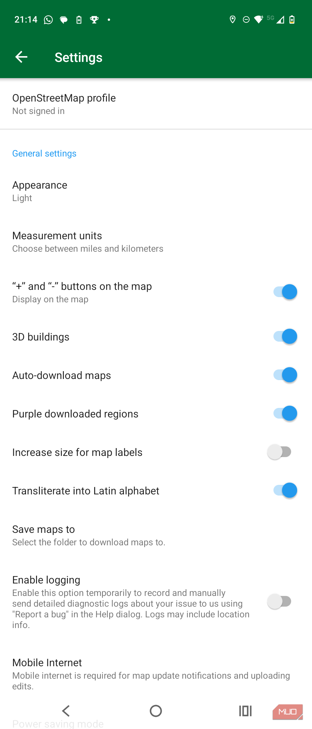 organic maps settings