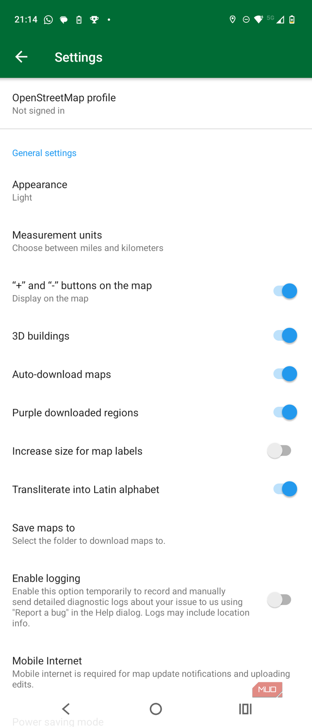 organic maps settings