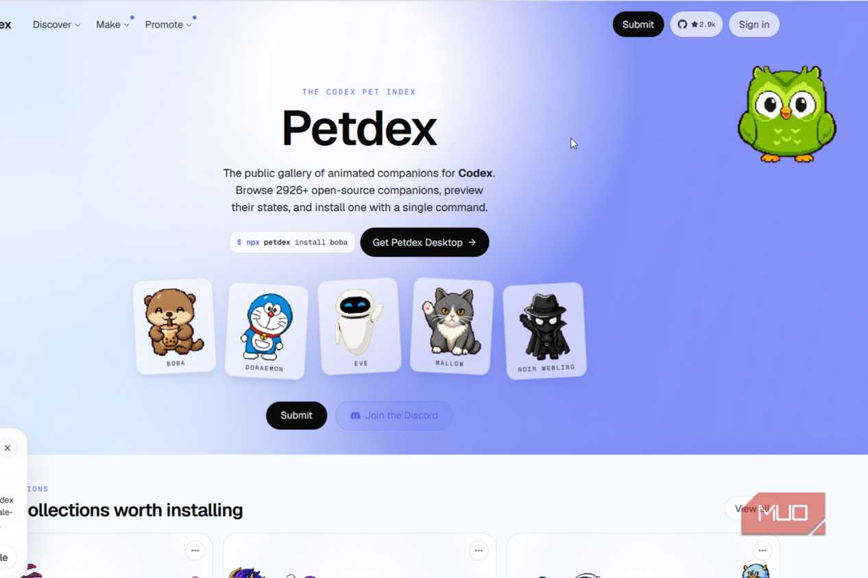 PawPause Petdex showing the pets you can get