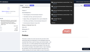 PDF to Markdown tool showing the download function
