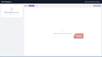 main interface of the PDF-to-Markdown tool