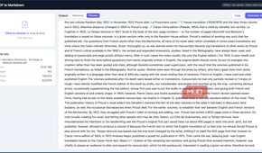 PDF to Markdown tool showing the complex PDF document