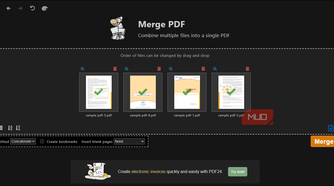 PDF24 Merge PDF four files loaded