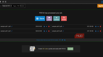 PDF24 Split PDF job complete four files