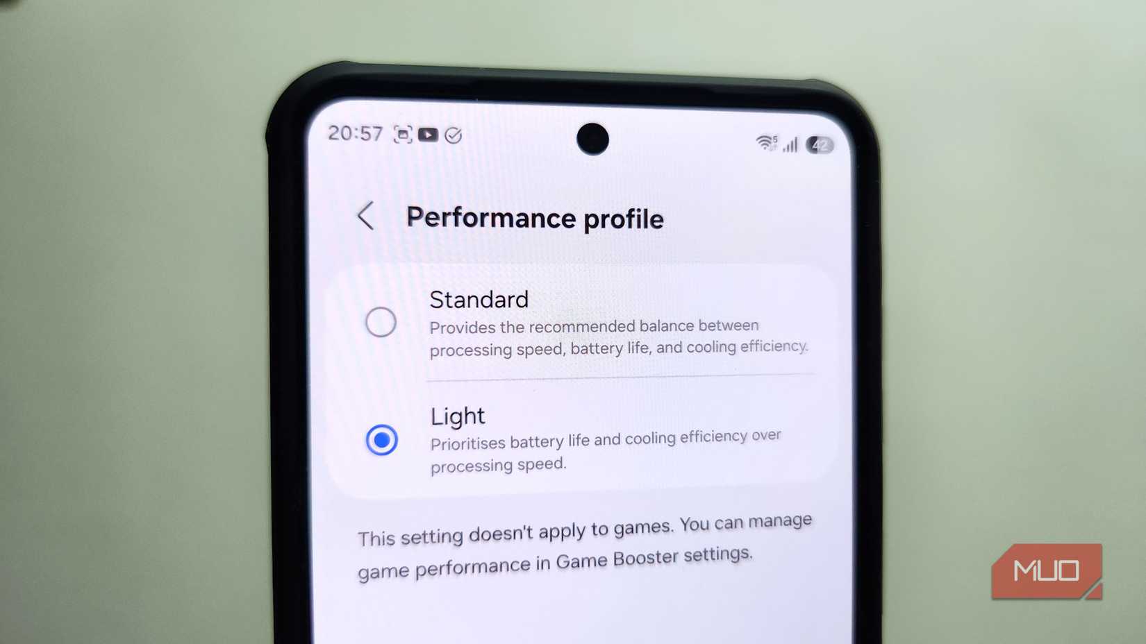 サムスン携帯電話でのプロファイルの表示
