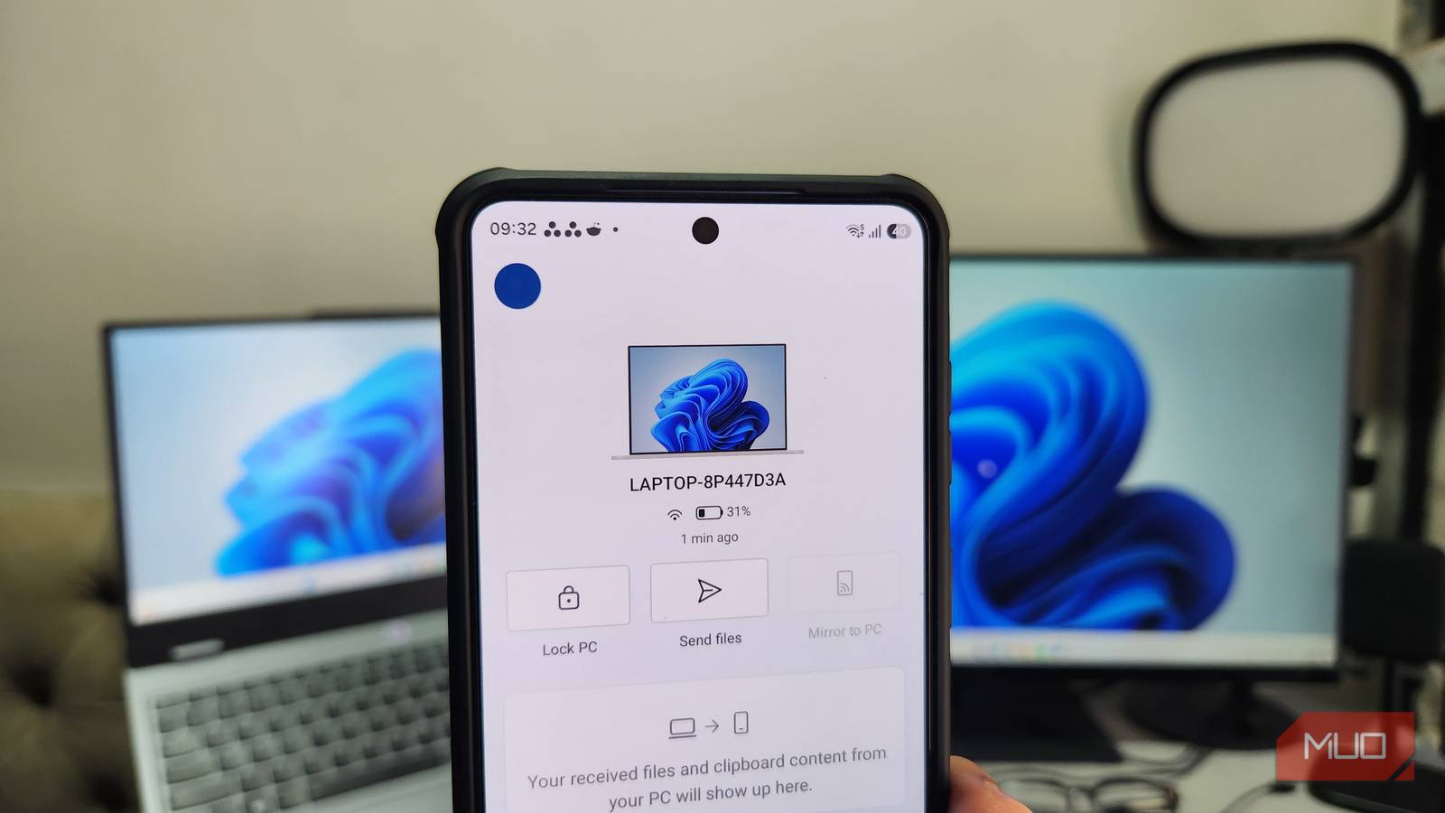 Phone Link app Lock PC option on Android phone