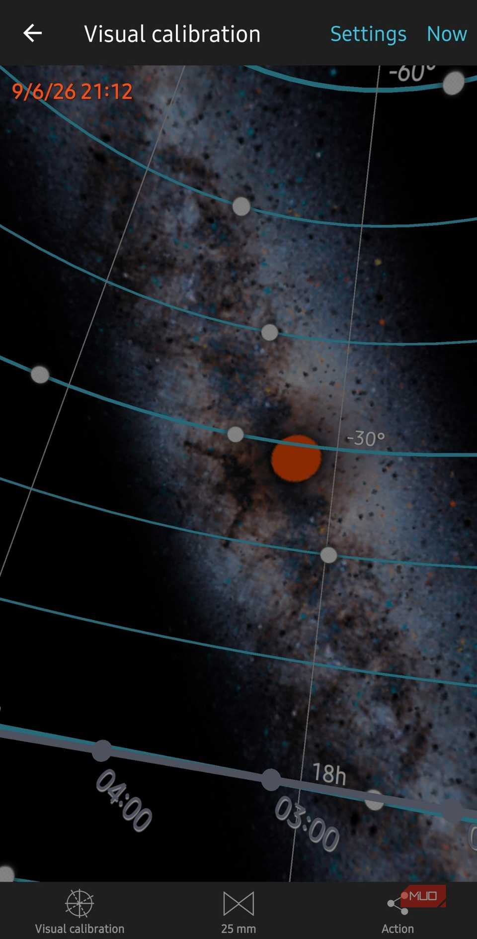 PhotoPills app on Android showing star view Augmented Reality view