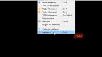 Picking preferences in tools in VLC