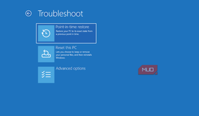 Point in time restore option in Windows recovery menu