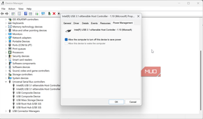 Power management on WIndows USB entries