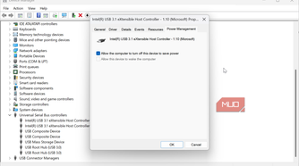 Power management on WIndows USB entries