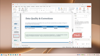 PowerPoint data quality corrections slide