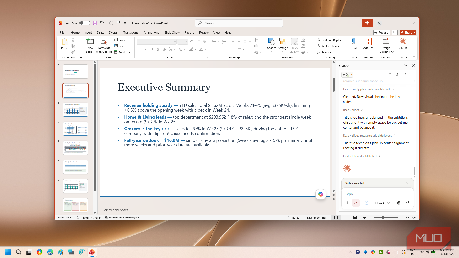 PowerPoint executive summary slide