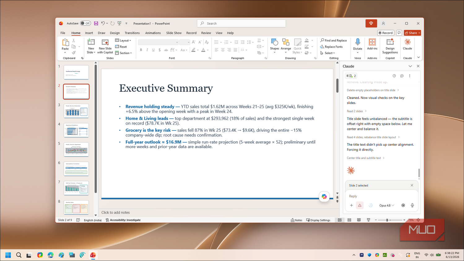 PowerPoint executive summary slide