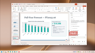 PowerPoint full year forecast FY2025-26 slide