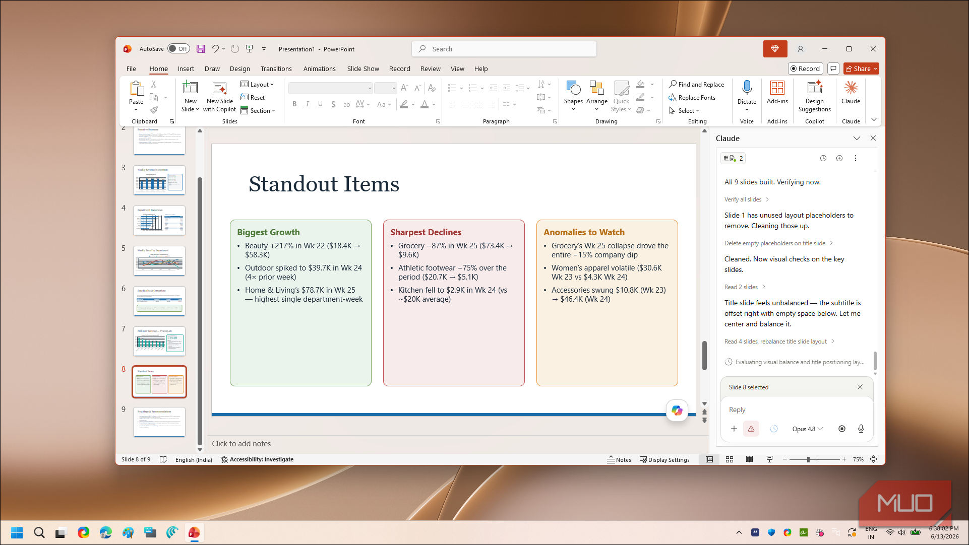 PowerPoint standout items highlights slide