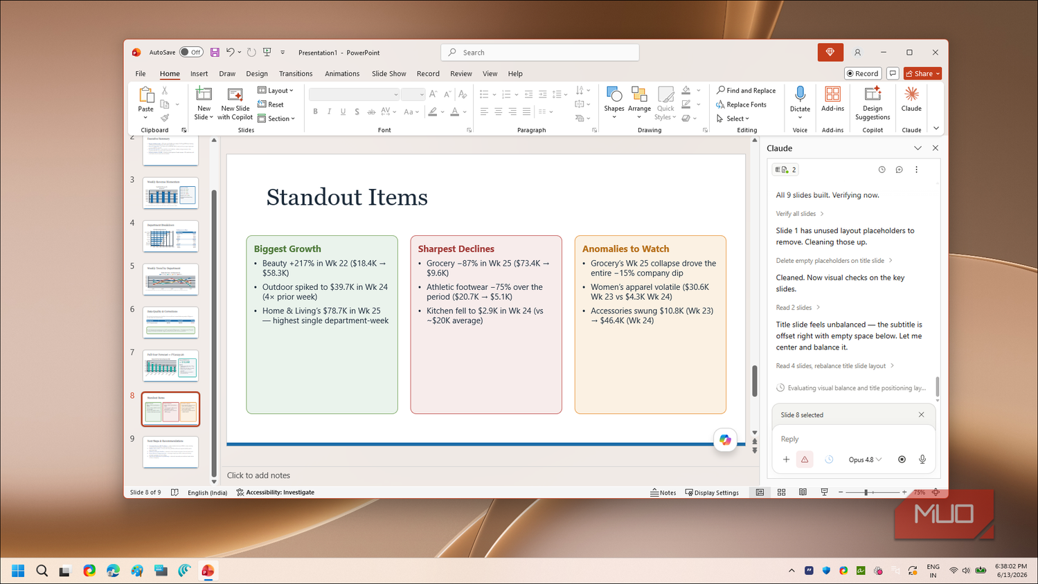 PowerPoint standout items highlights slide