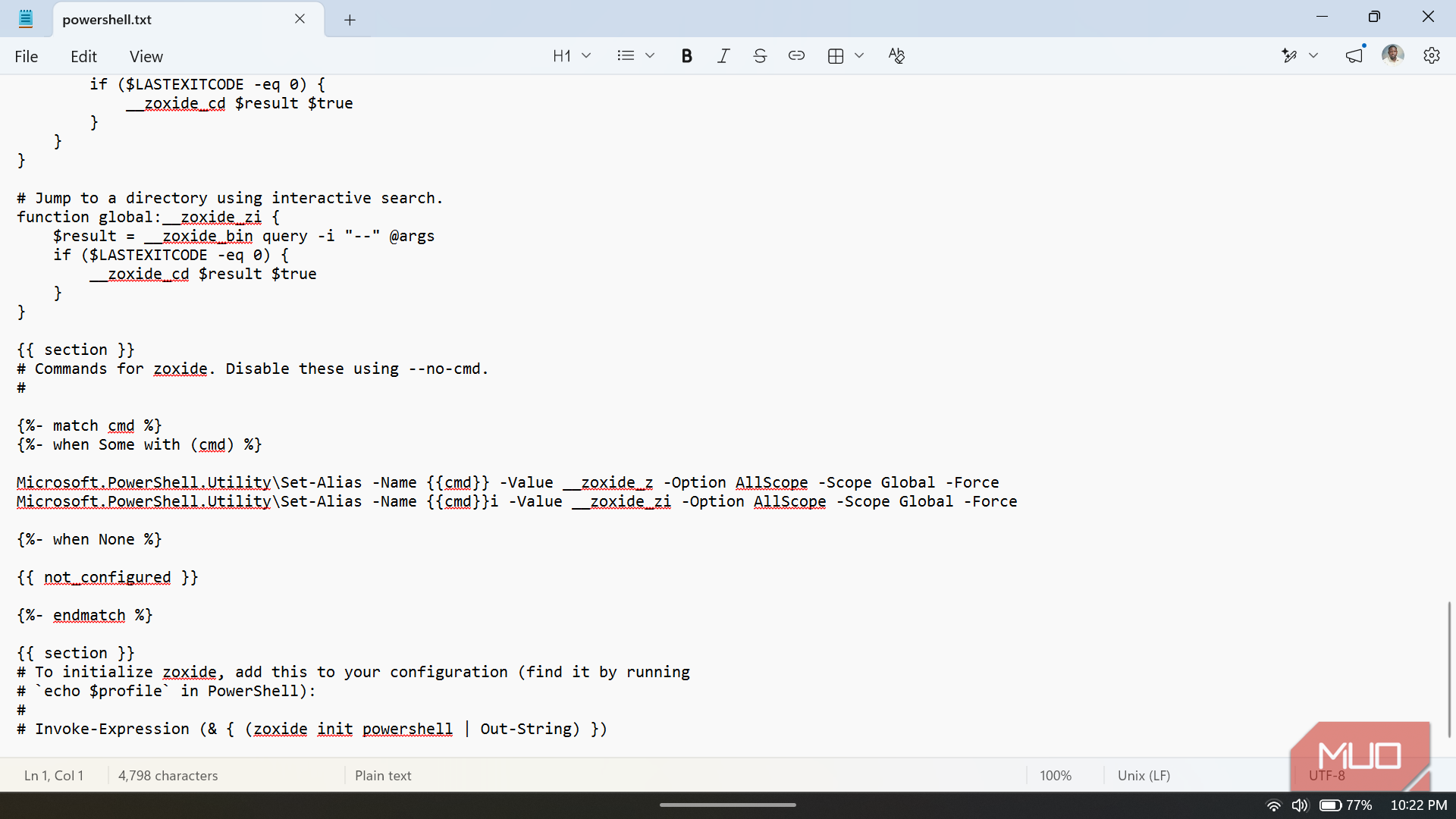 Powershell script for zoxide configuration